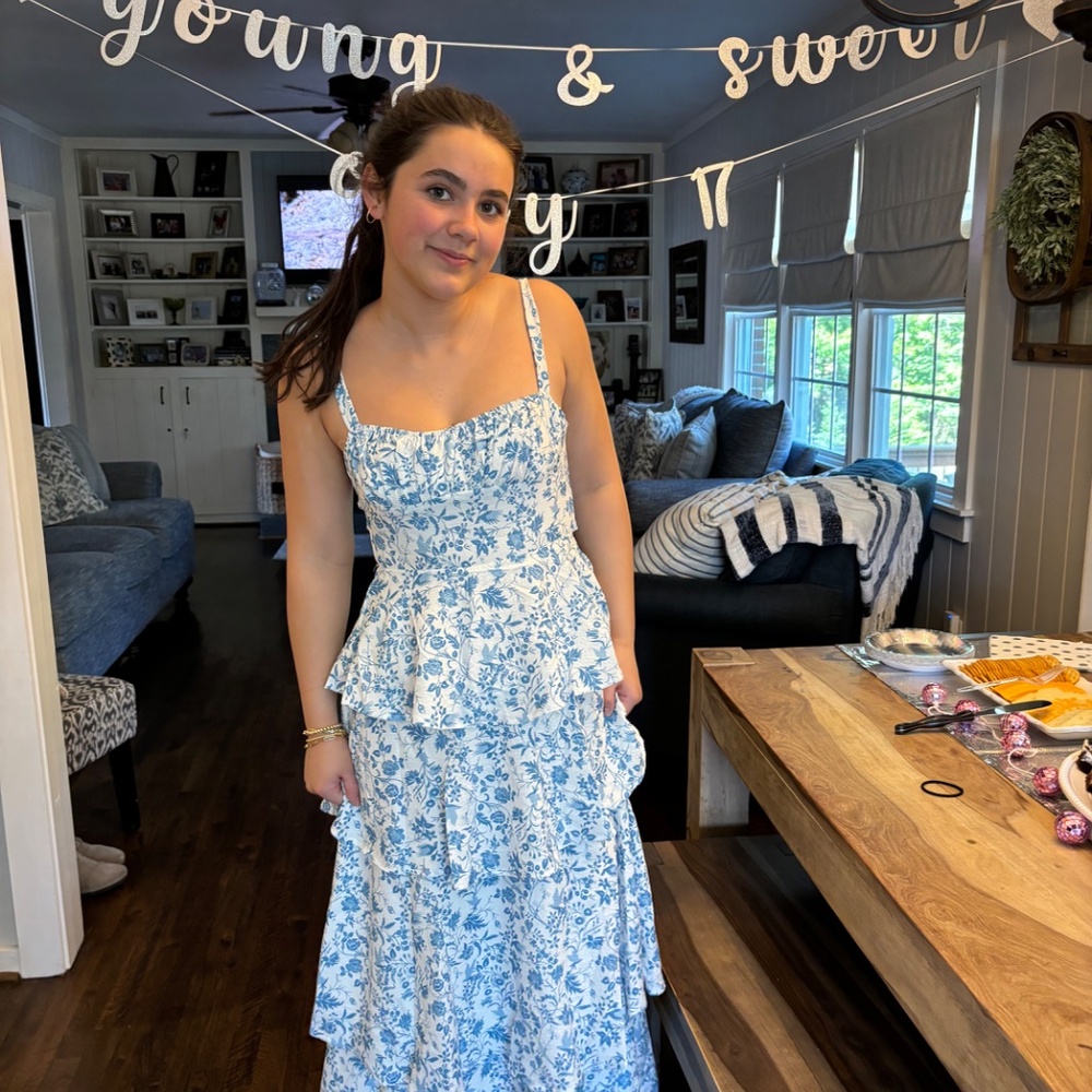 Hello Molly Floral Blue maxi dress // womens size 4